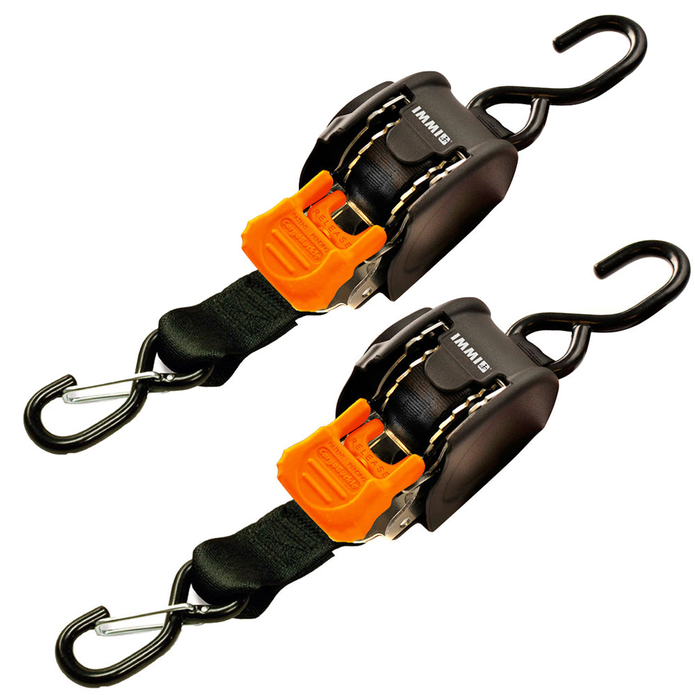 CargoBuckle Mini G3 Retractable Tie-Down with Dual S-Hooks – 1 Inch x 72 Inches, Pair