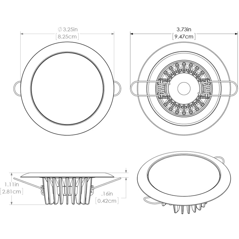 Lumitec Mirage Flush Mount Down Light - Glass Finish, No Bezel, 4-Color Options, Non-Dimming with White Dimming