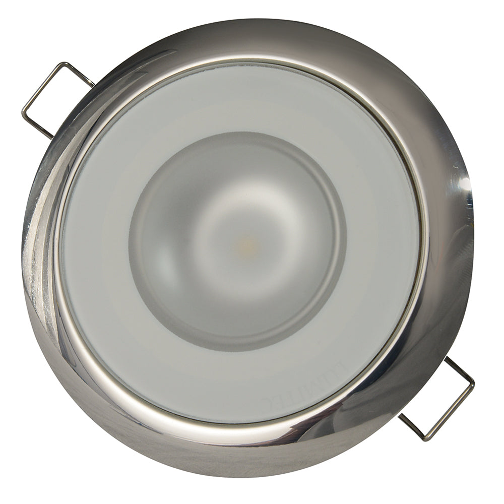 Lumitec Mirage Flush Mount Down Light with Glass Finish and Polished Stainless Steel Bezel - Color Options and White Dimming