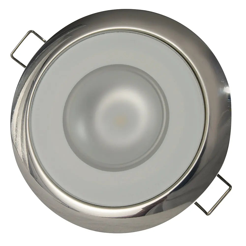 Lumitec Mirage Flush Mount Down Light with Glass Finish and Polished Stainless Steel Bezel - 3-Color Red/Blue Non-Dimming with White Dimming