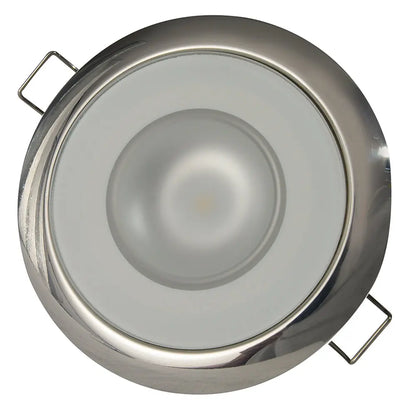 Lumitec Mirage Flush Mount Down Light with Glass Finish and Polished Stainless Steel Bezel - 3-Color Red/Blue Non-Dimming with White Dimming