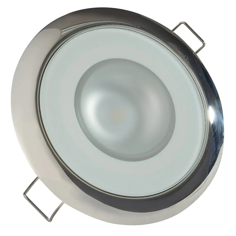 Lumitec Mirage Flush Mount Down Light with Glass Finish and Polished Stainless Steel Bezel - 3-Color Red/Blue Non-Dimming with White Dimming
