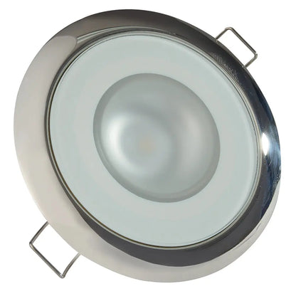 Lumitec Mirage Flush Mount Down Light with Glass Finish and Polished Stainless Steel Bezel - 3-Color Red/Blue Non-Dimming with White Dimming