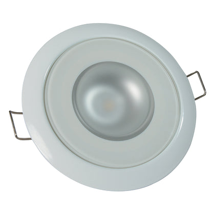 Lumitec Mirage Flush Mount Down Light with Glass Finish and White Bezel – 2-Color White/Blue Dimming