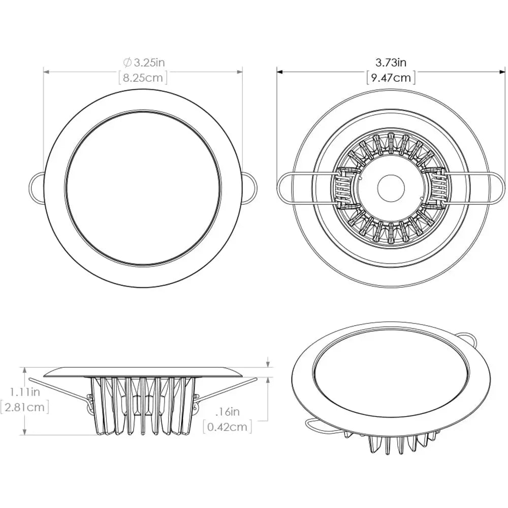 Lumitec Mirage Flush Mount Down Light with Glass Finish and White Bezel – Non-Dimming, 145 Lumens