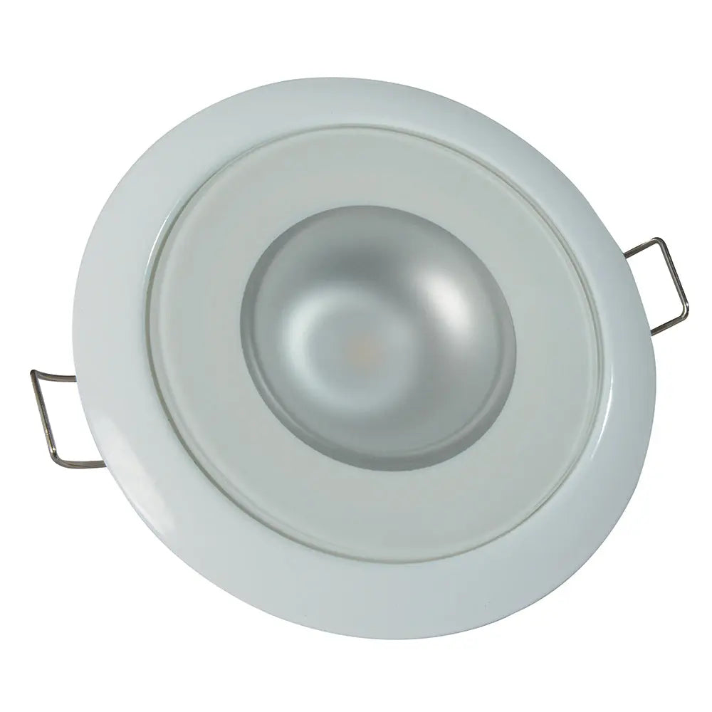 Lumitec Mirage Flush Mount Down Light with Glass Finish and White Bezel – Non-Dimming, 145 Lumens