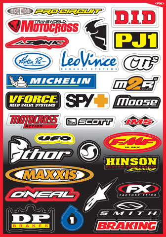 Factory Effex FX 2015 Sponsor and Logo Sticker Sheets Kit B - Custom Motorcycle Decals