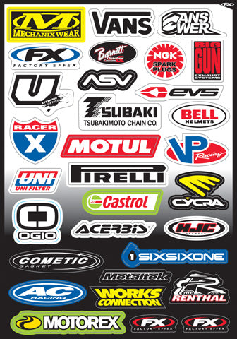 Factory Effex FX 2015 Sponsor/Logo Sticker Sheets Kit C - Custom Motorcycle Decals
