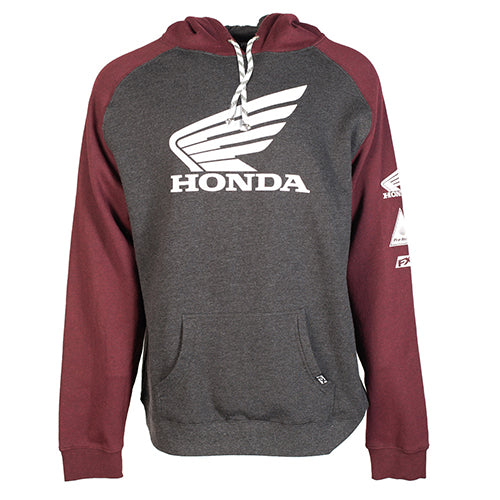 Factory Effex Honda Wing Pullover in Charcoal-Burgundy - XXL