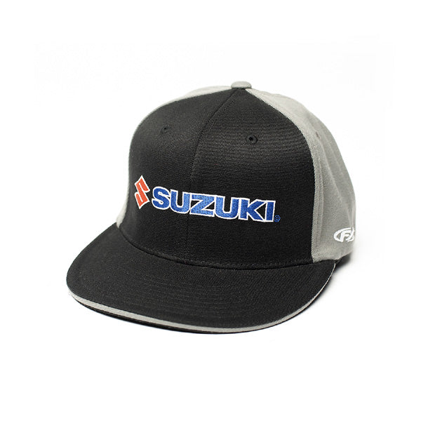 Factory Effex Suzuki Team Flex-Style Hat Black and Grey (Small/Medium)