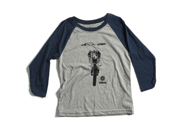 Factory Effex FX Yamaha Youth Baseball Shirt in Navy Heather Gray (Small)