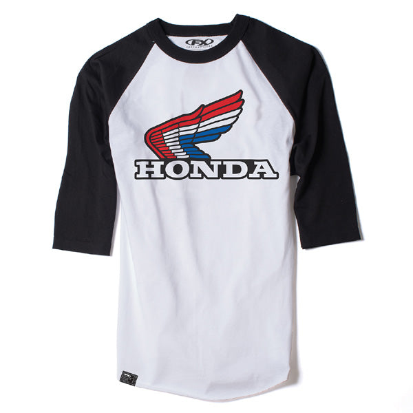 Factory Effex FX Honda Vintage Baseball T-Shirt - White and Black, Large