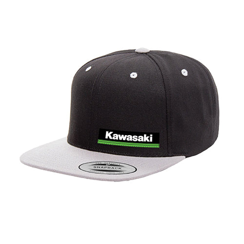Factory Effex Kawasaki Wedge Snapback Hat - Black and Gray OS