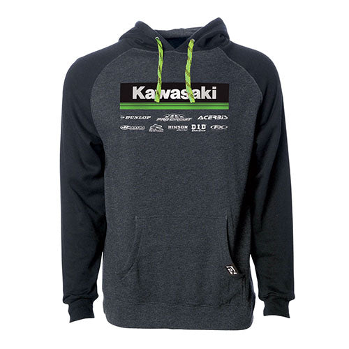 Factory Effex 24-88124 Kawasaki Racewear Pullover in Charcoal-Black, Large
