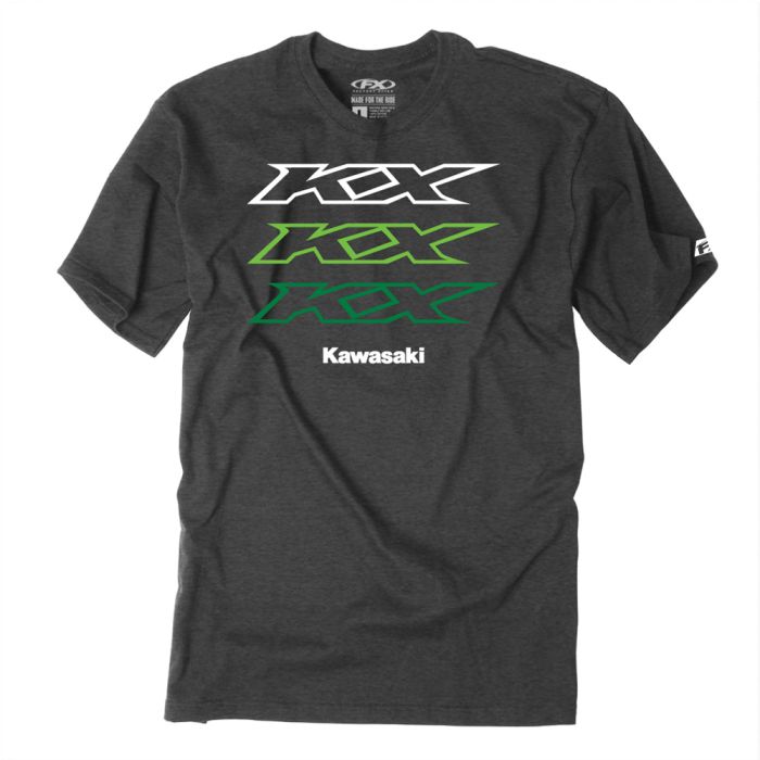 Factory Effex Kawasaki Repeater Tee Charcoal Medium - Durable Motorcycle T-Shirt