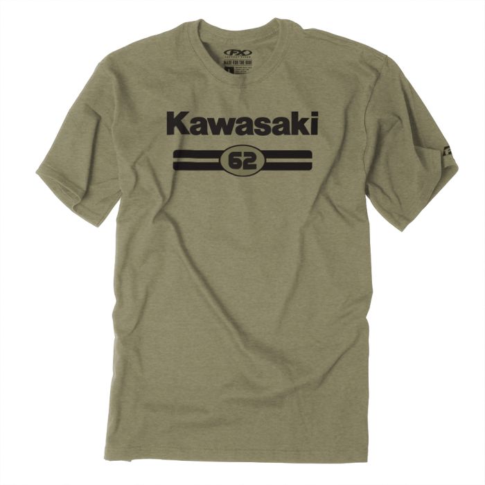 Factory Effex Kawasaki Sixty Two T-Shirt in Heather Olive - 2XL