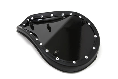 Corbin Gentry Black Solo Seat with Flame Stitch – Small, 4-Inch Nose Width