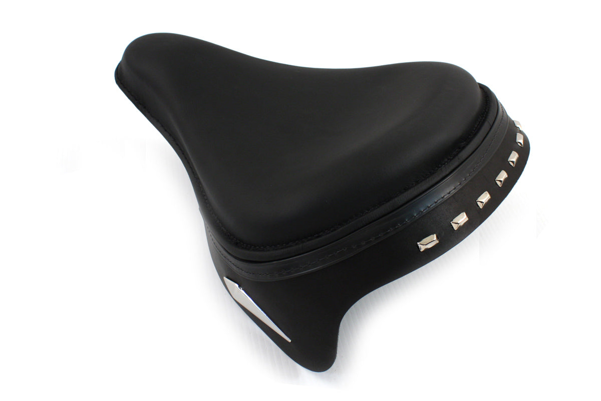 Corbin Gentry Black Leather Metro Police Solo Seat with Steel Ribbed Baseplate