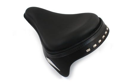 Corbin Gentry Black Leather Metro Police Solo Seat with Steel Ribbed Baseplate