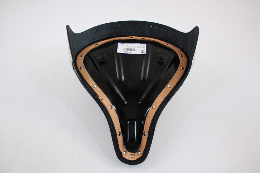 Corbin Gentry Black Leather Metro Police Solo Seat with Steel Ribbed Baseplate