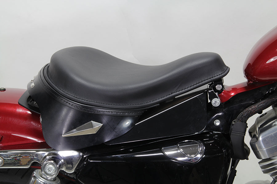 Corbin Gentry Black Leather Metro Police Solo Seat with Steel Ribbed Baseplate