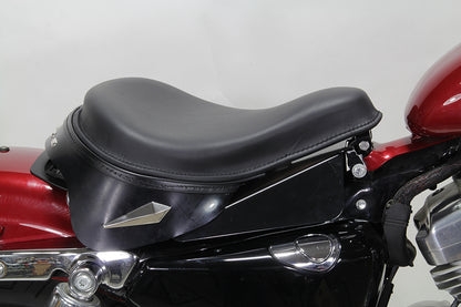 Corbin Gentry Black Leather Metro Police Solo Seat with Steel Ribbed Baseplate