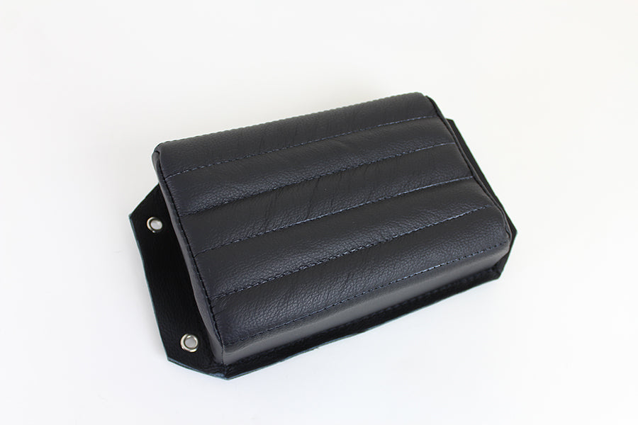 Corbin Gentry Bates Black Leather Pillion Seat Pad - Tuck and Roll Style with Wider Fit