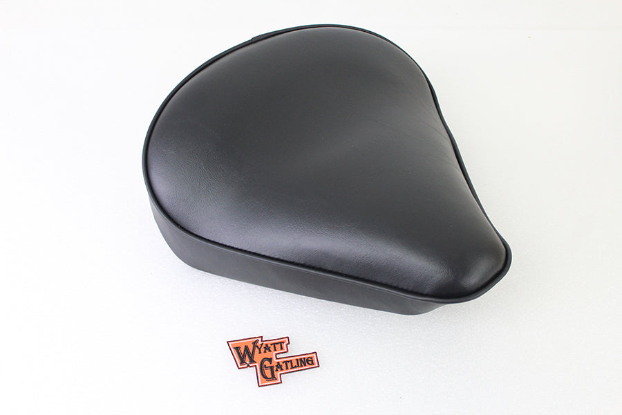 Bates Part 78500 Black Vinyl Solo Seat with Mounting Holes for Custom Motorcycle Installations
