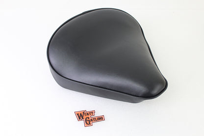 Bates Part 78500 Black Vinyl Solo Seat with Mounting Holes for Custom Motorcycle Installations
