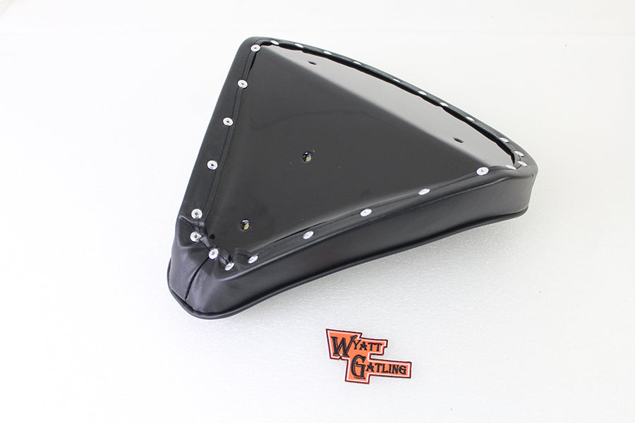 Bates Part 78500 Black Vinyl Solo Seat with Mounting Holes for Custom Motorcycle Installations