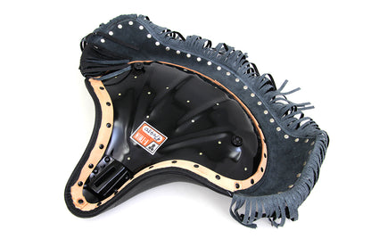 Corbin Gentry Black Deluxe Solo Seat with Fringe Skirt for Harley Davidson WL