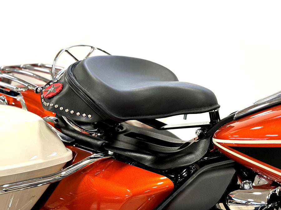 V-Twin Black Leather Police Solo Seat Kit for Harley Davidson FLTP Models 2009-2018