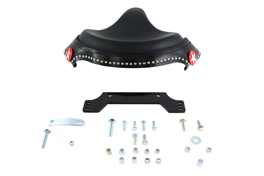 V-Twin Black Leather Police Solo Seat Kit for Harley Davidson FLTP Models 2009-2018