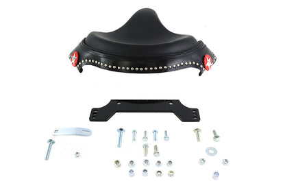 V-Twin Black Leather Police Solo Seat Kit for Harley Davidson FLTP Models 2009-2018