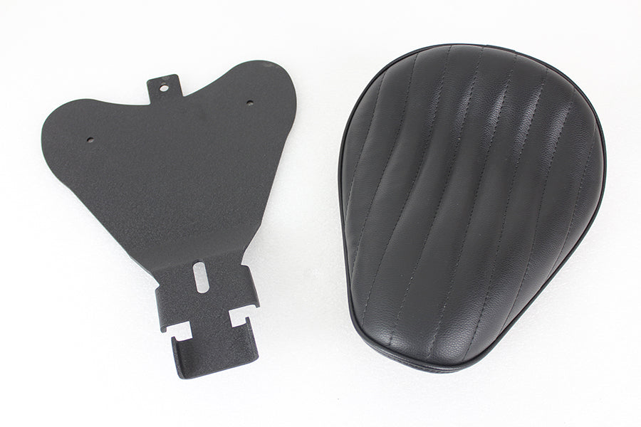 Bates Solid Mount Solo Seat Black Leather for Harley Davidson XL Models