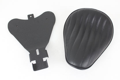 Bates Solid Mount Solo Seat Black Leather for Harley Davidson XL Models