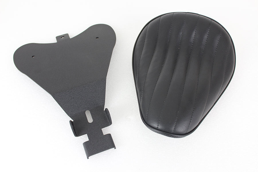 Bates Solid Mount Solo Seat Black Leather for Harley Davidson XL Models