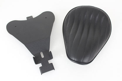 Bates Solid Mount Solo Seat Black Leather for Harley Davidson XL Models