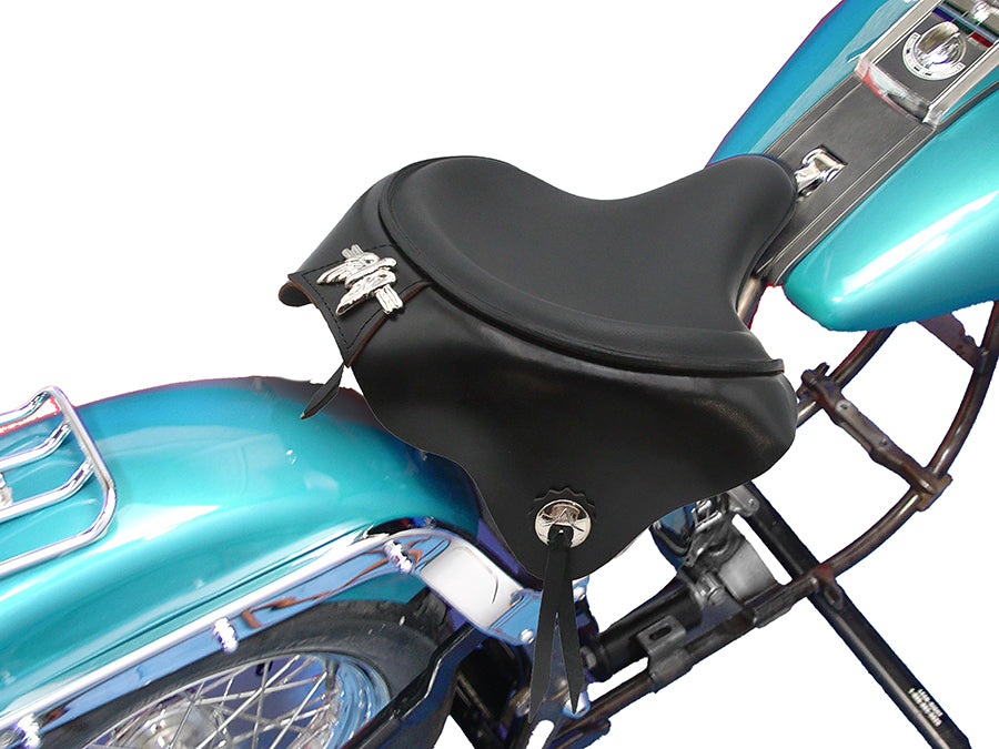 Corbin Gentry Black Leather Solo Seat with Skirt for Harley Davidson EL & FL Models
