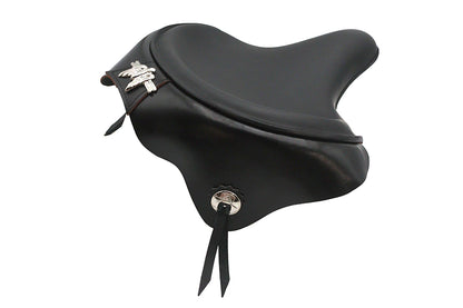 Corbin Gentry Black Leather Solo Seat with Skirt for Harley Davidson EL & FL Models