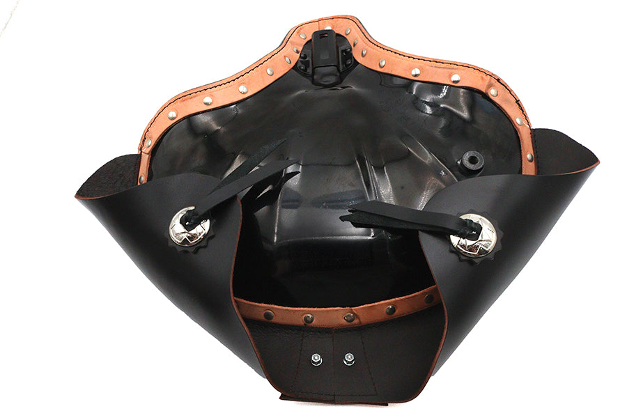 Corbin Gentry Black Leather Solo Seat with Skirt for Harley Davidson EL & FL Models