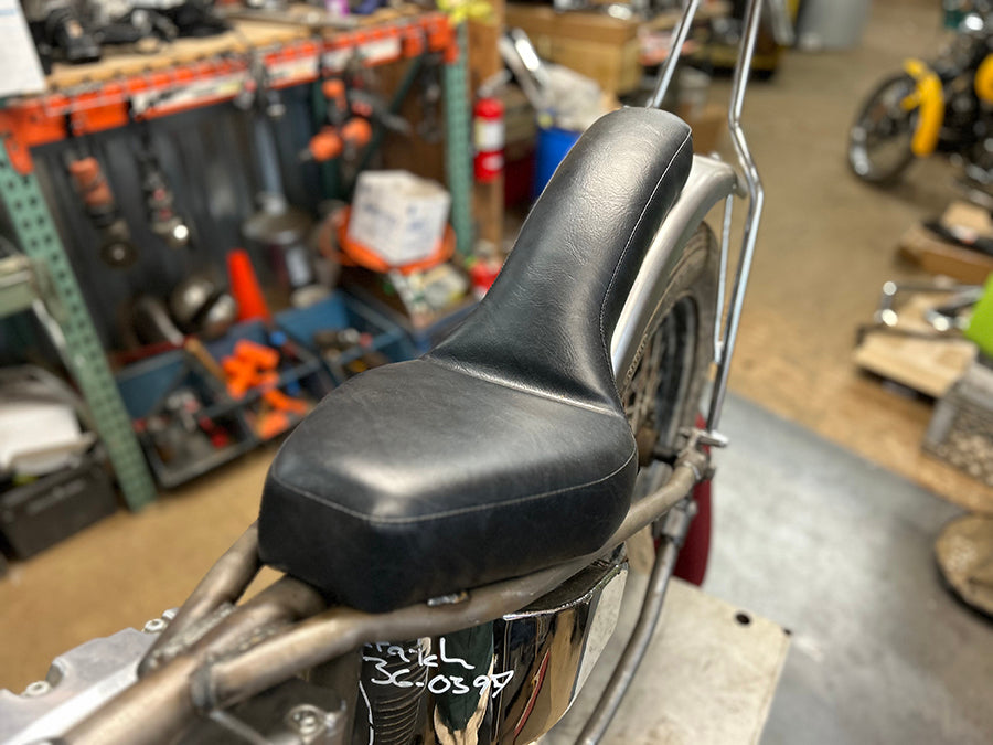 Corbin Gentry Spoon Rigid Seat with Black Naugahyde Cover for Motorcycle Applications