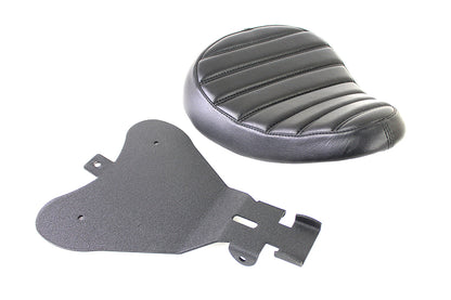 Bates Tuck and Roll Style Solo Seat for Harley Davidson XL - Vinyl with Steel Mount Base Plate
