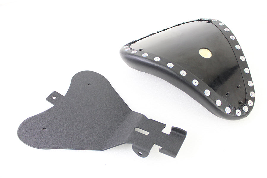 Bates Tuck and Roll Style Solo Seat for Harley Davidson XL - Vinyl with Steel Mount Base Plate