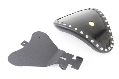 Bates Tuck and Roll Style Solo Seat for Harley Davidson XL - Vinyl with Steel Mount Base Plate