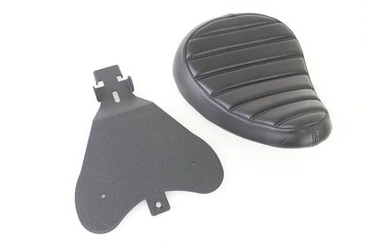 Bates Tuck and Roll Style Solo Seat for Harley Davidson XL - Vinyl with Steel Mount Base Plate
