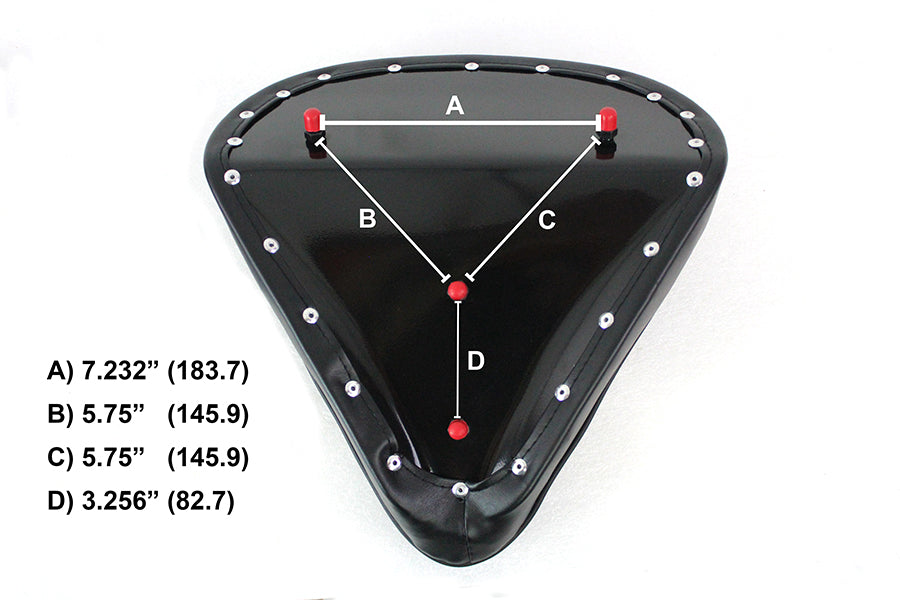 Bates Black Vinyl Solo Seat with 3.137-inch Stud Spacing and M8 Thread Compatibility