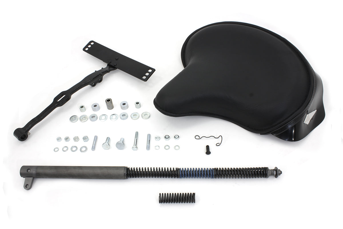 Corbin Gentry Black Leather Deluxe Solo Seat Kit for Harley Davidson FL (1965-1974)