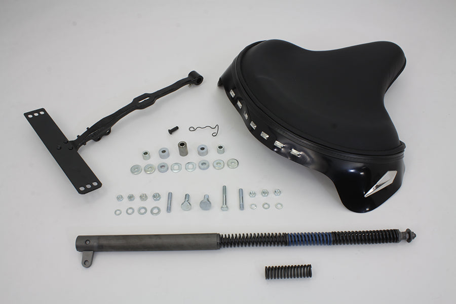 Corbin Gentry Black Leather Deluxe Solo Seat Kit for Harley Davidson FL (1965-1974)