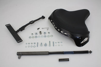 Corbin Gentry Black Leather Deluxe Solo Seat Kit for Harley Davidson FL (1965-1974)